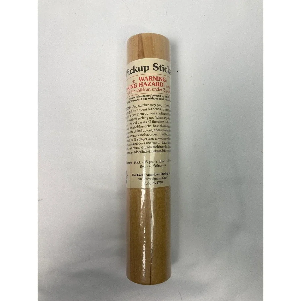 Vintage Pickup Sticks Game – Sealed Wooden Tube‎ – Classic Retro Toy